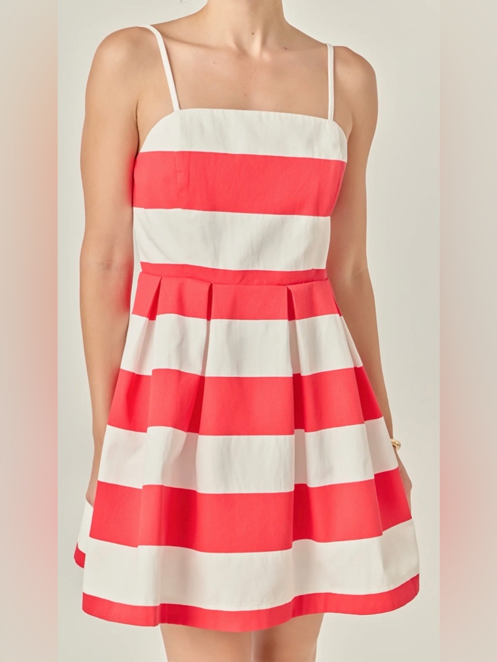 ENGLISH FACTORY RED AND WHITE BOLD STRIPE SPAGHETTI STRAP DRESS S NWT